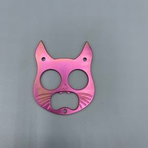Pink Rose Gold Titanium Cat Keychain EDC Gear Safety Cat Bottle Opener Keychain